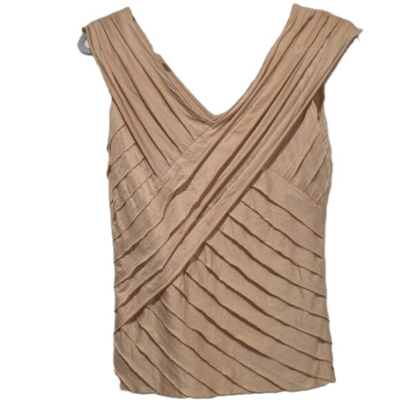 Ralph Lauren Black Label Asymmetrical Pleated Layer V Neck Blouse - Picture 8 of 16